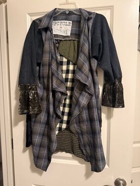 Upcycle by Jelbel Women's Plaid Mixed-Layer Trench Coat